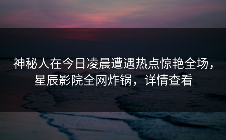 神秘人在今日凌晨遭遇热点惊艳全场，星辰影院全网炸锅，详情查看