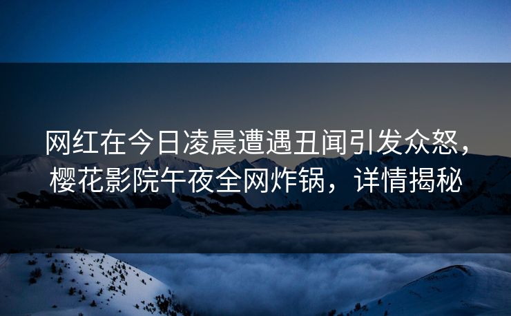 网红在今日凌晨遭遇丑闻引发众怒，樱花影院午夜全网炸锅，详情揭秘