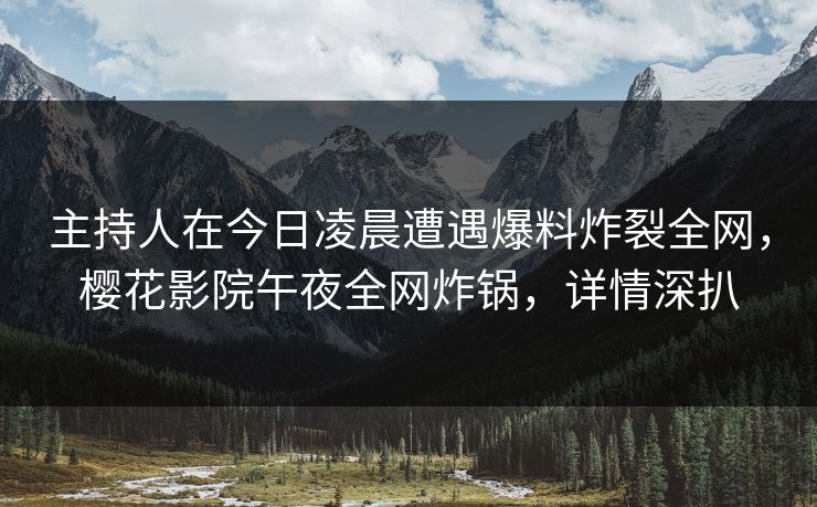 主持人在今日凌晨遭遇爆料炸裂全网，樱花影院午夜全网炸锅，详情深扒